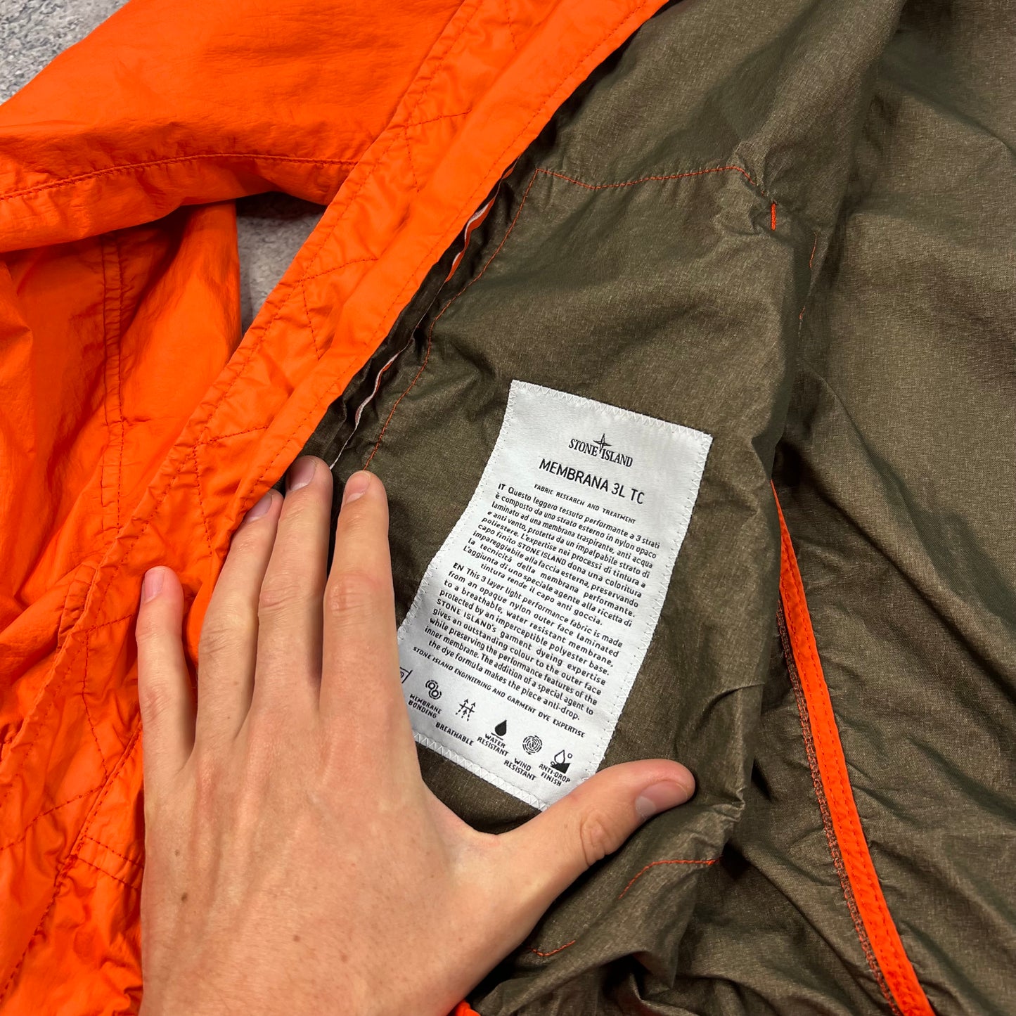 Stone Island Orange Membrana Jacket Large 23”