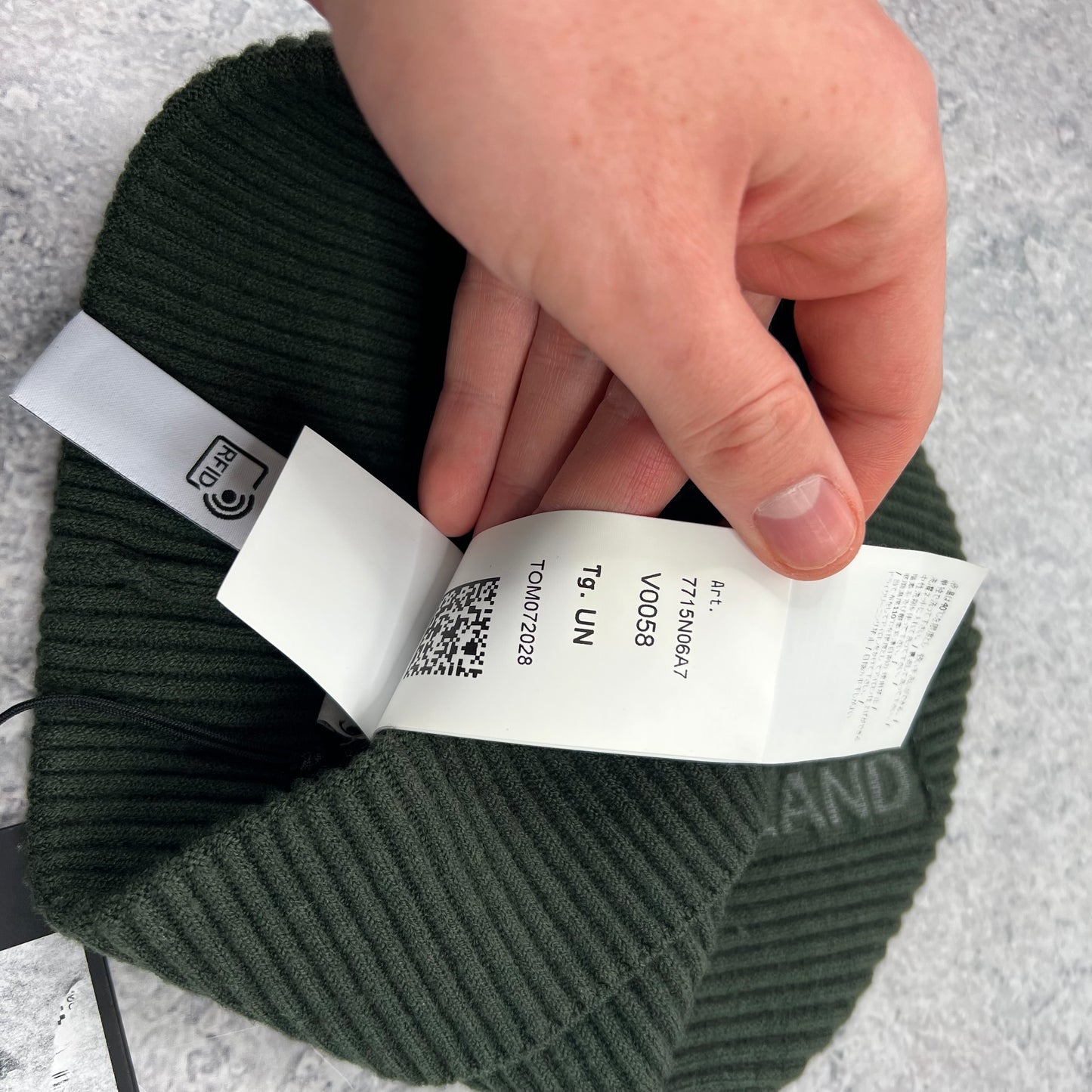 Stone Island Khaki Reflective Logo Beanie BNWT