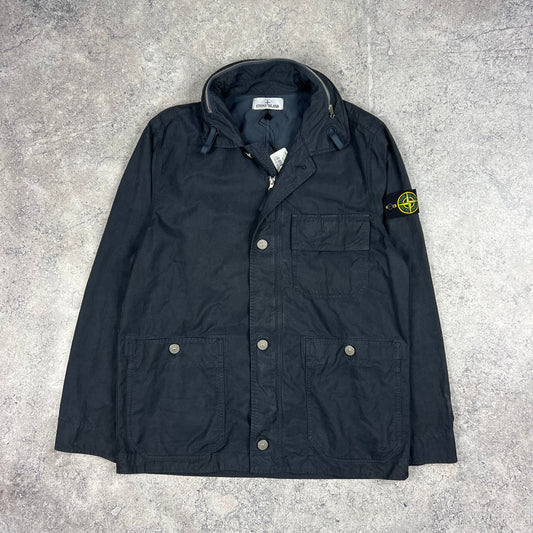 Stone Island Navy Cupro Cotton Twill Field Jacket Medium 23”