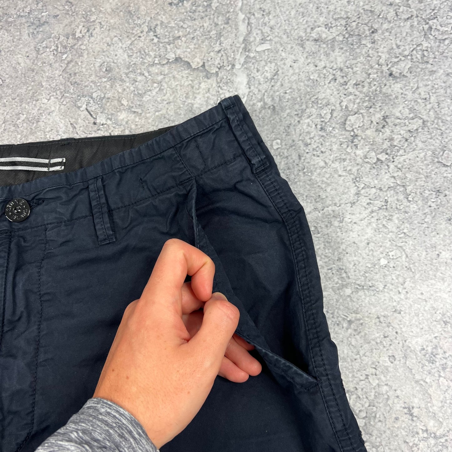 Stone Island Navy Patch Trousers 32”