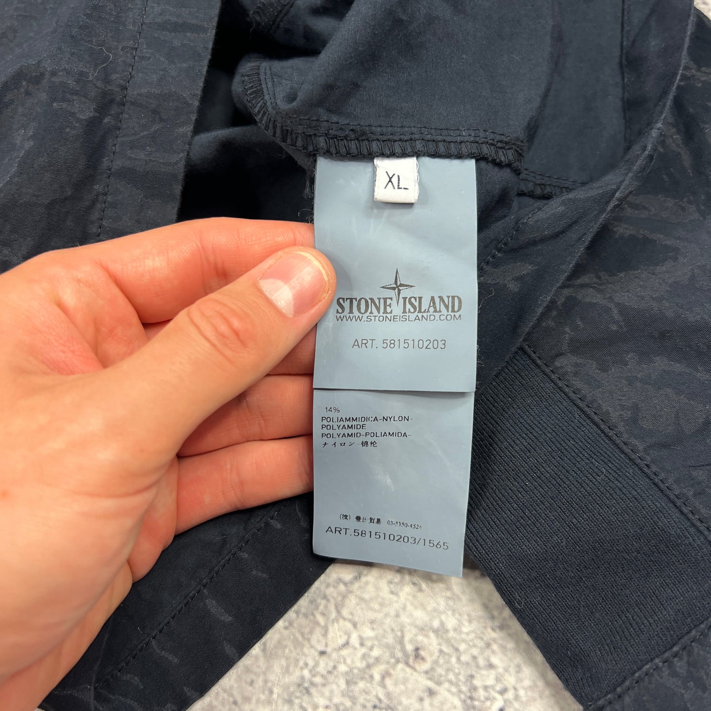 Stone Island Navy Cotton/Nylon Shimmer Hooded Overshirt XL 23.5”