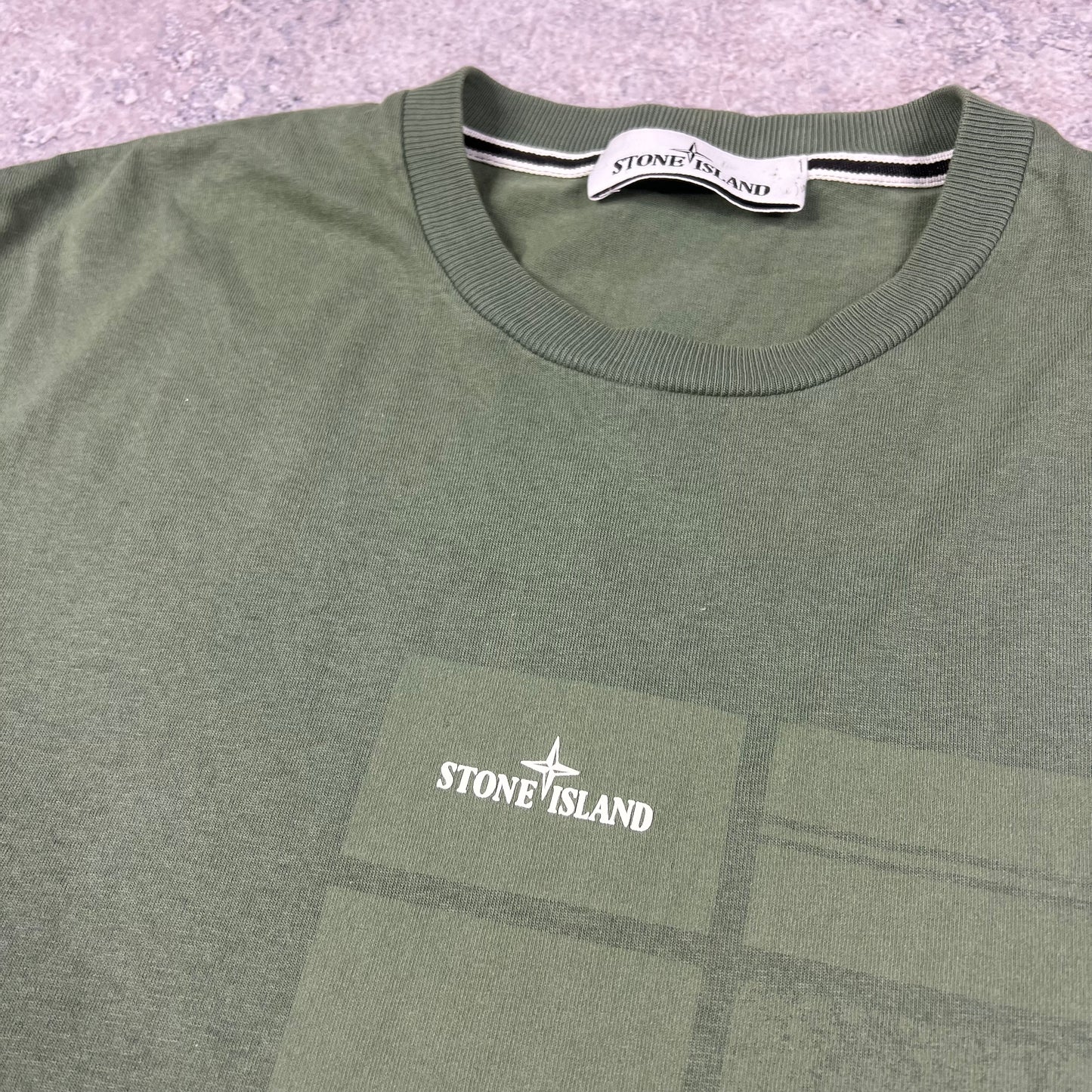 Stone Island Khaki Mosaic T-Shirt Small 19.5”