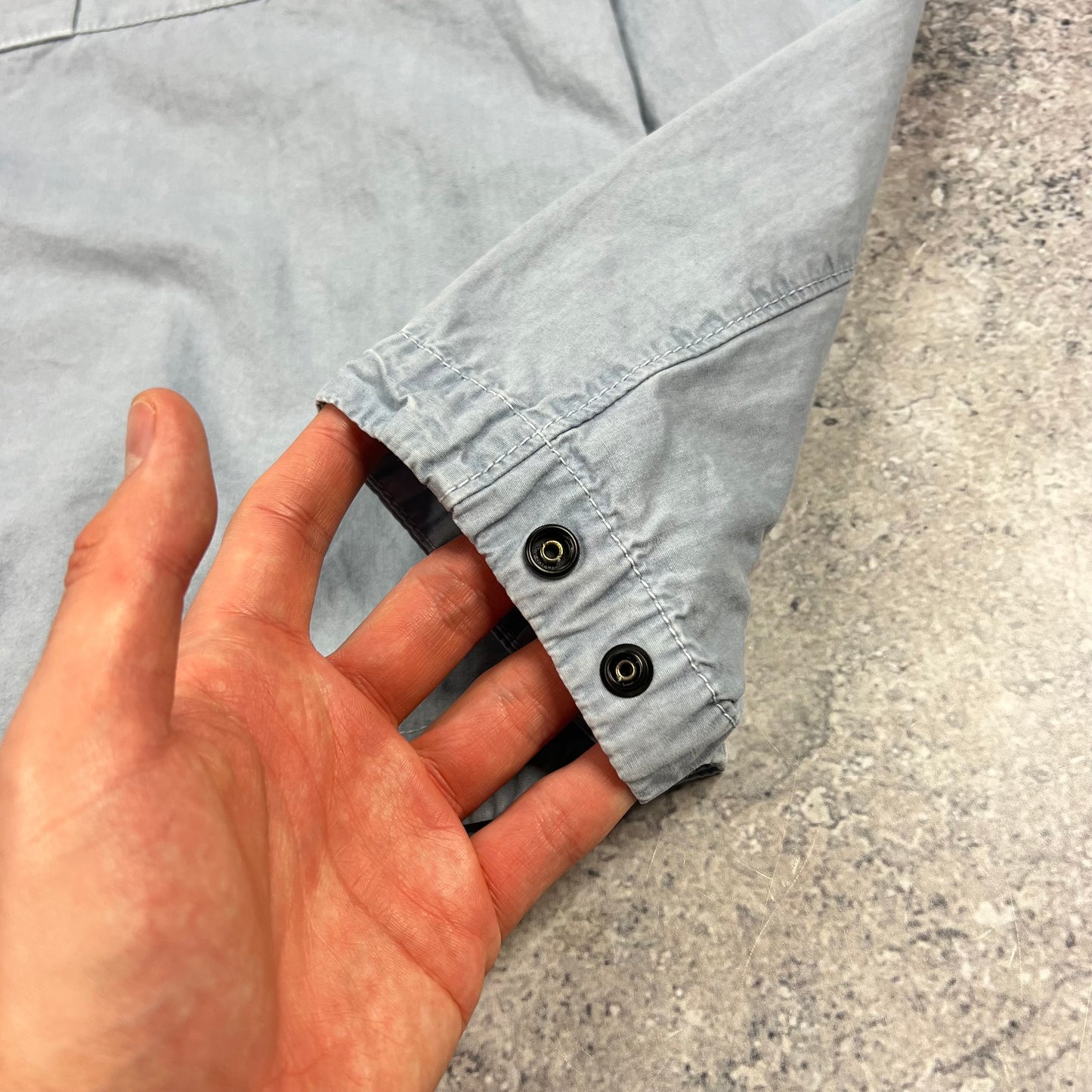 Stone Island Light Blue Garment Dyed Overshirt Medium 22” BNWT
