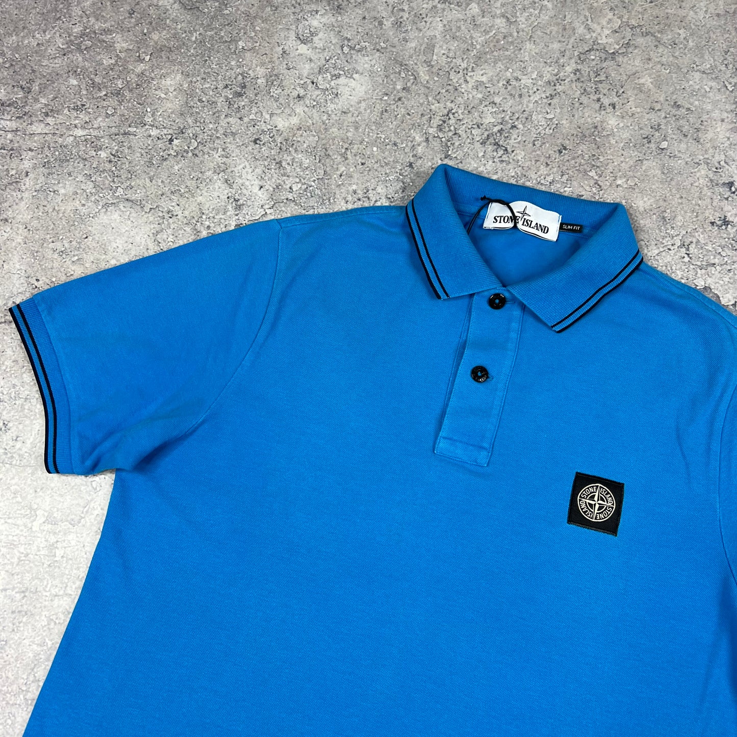 Stone Island Blue Polo Shirt Medium 19.5”