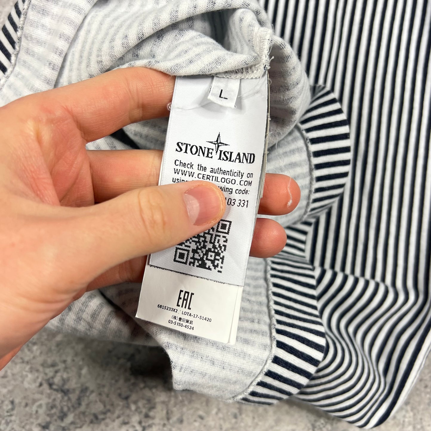 Stone Island Marina Striped T-Shirt Large 21.75”
