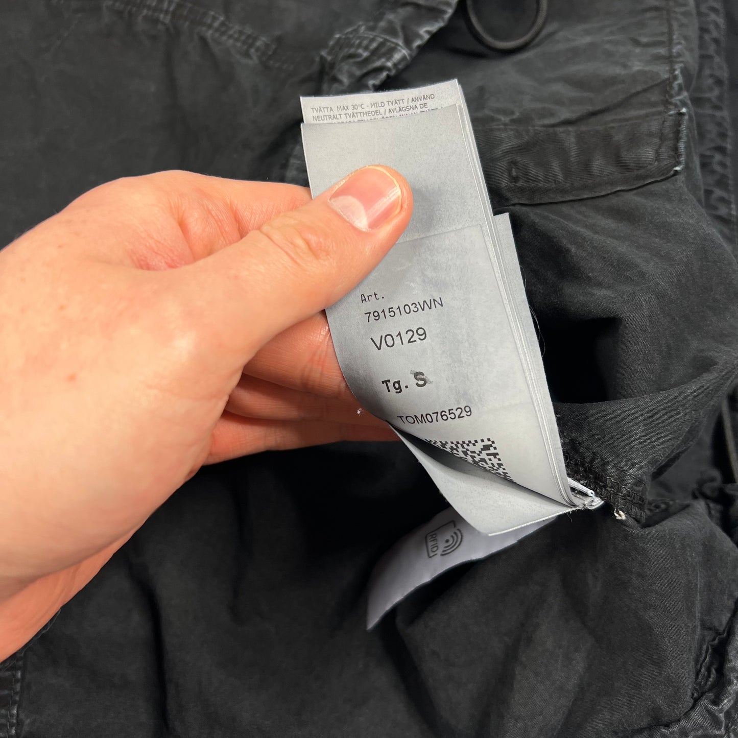 Stone Island Black Tela Garment Dyed Smock Small 23.5”