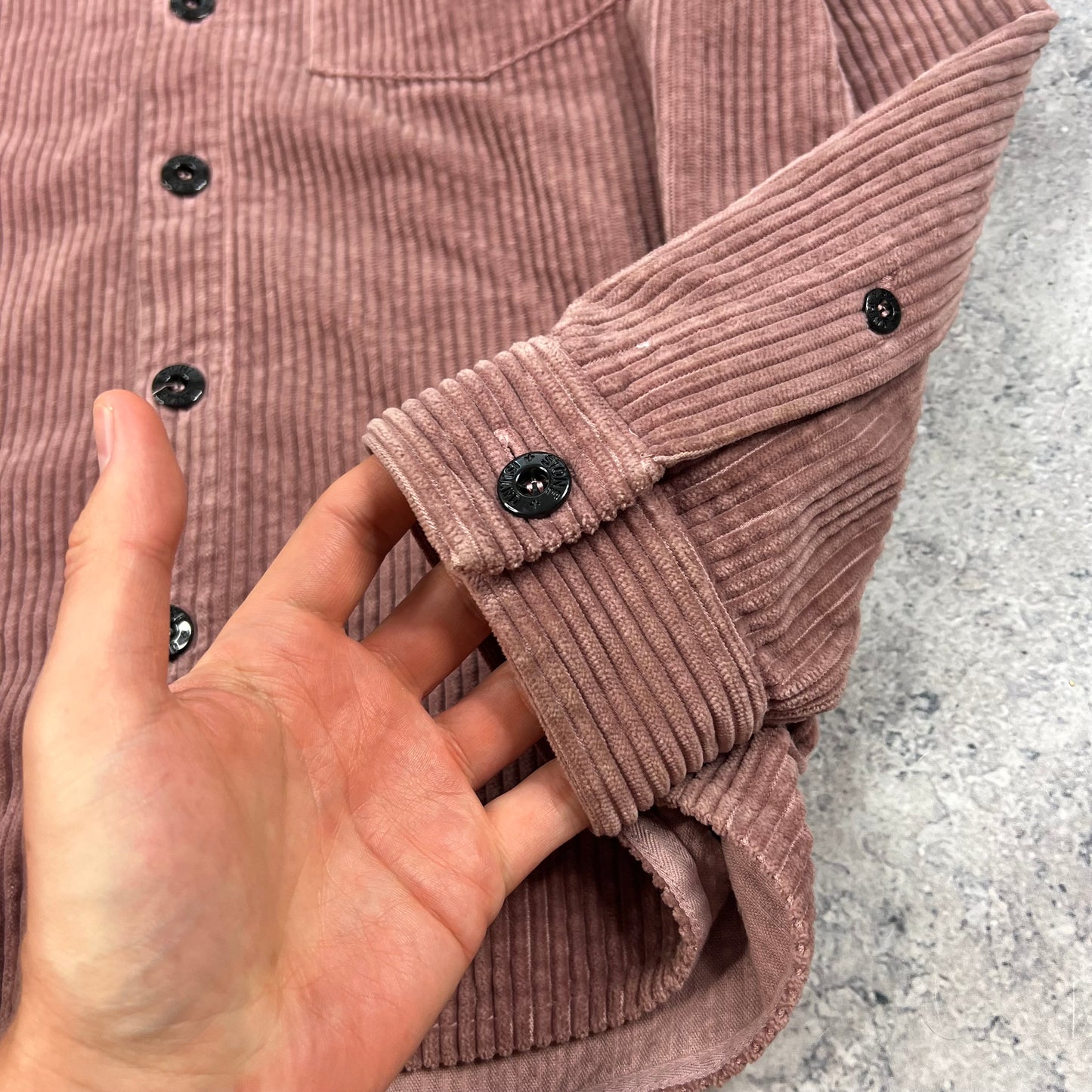 Stone Island Rose Pink Corduroy Overshirt Small 21.25”
