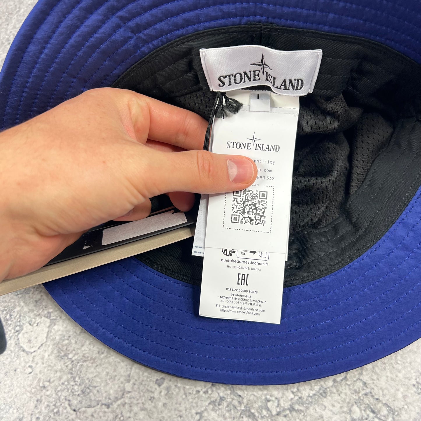 Stone Island Blue Nylon Metal Bucket Hat Large BNWT