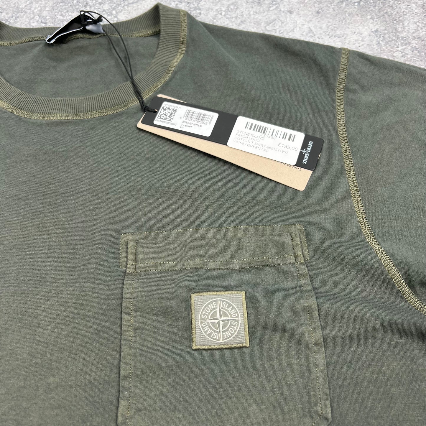 Stone Island Khaki Garment Dyed Patch T-Shirt XL 22.5”