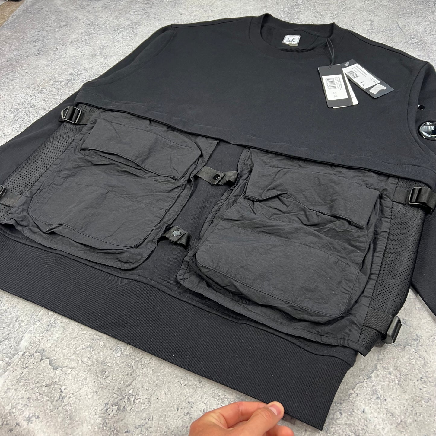 CP Company Black Detachable Vest Sweatshirt XXL 25.5” BNWT