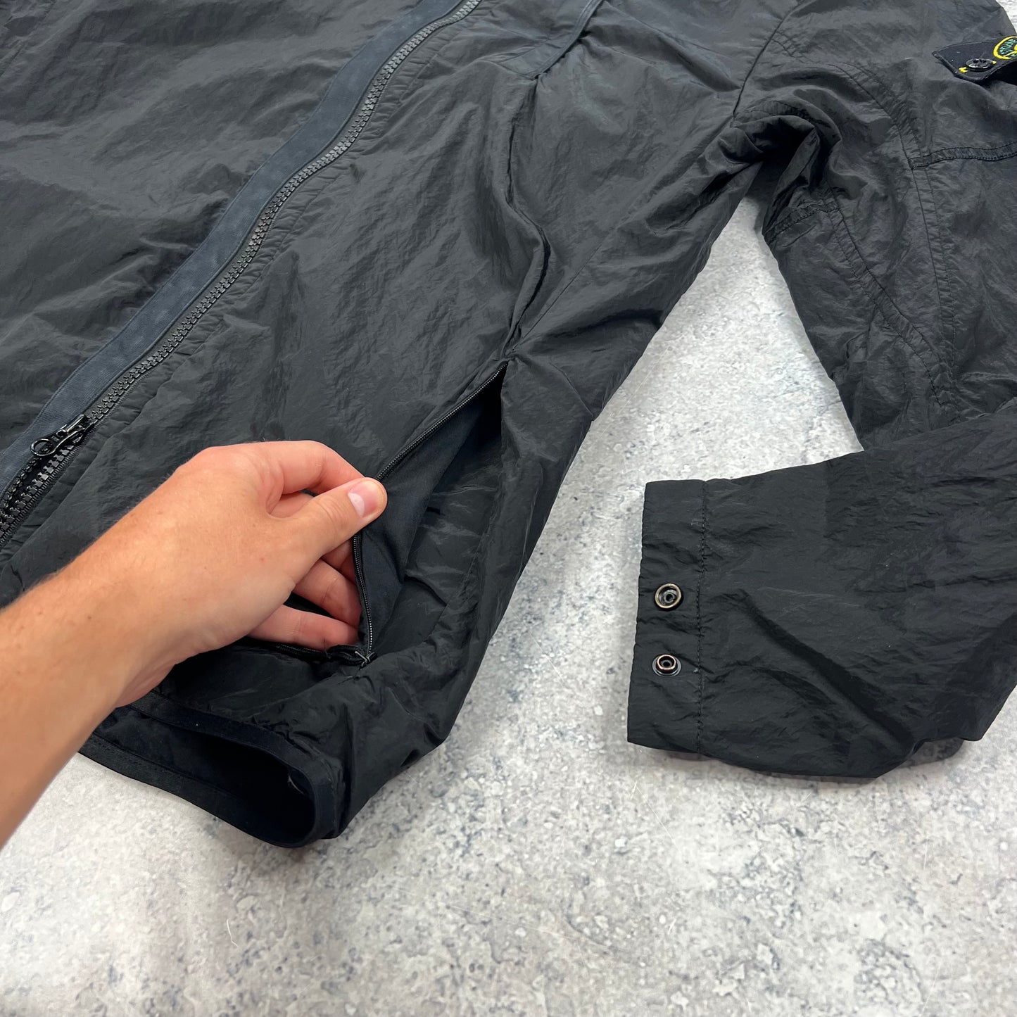 Stone Island Black Nylon Metal Lined Overshirt Medium 20.5”