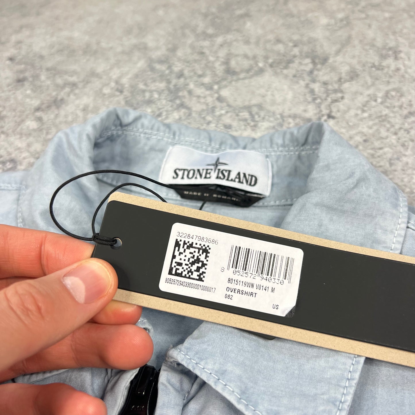 Stone Island Light Blue Garment Dyed Overshirt Medium 22” BNWT