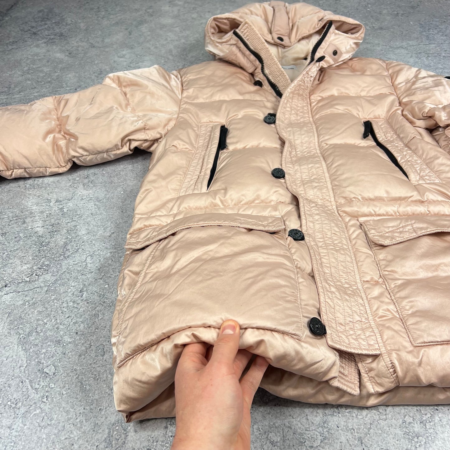 Stone Island Nylon Raso Down TC Down Jacket Small 21.75”
