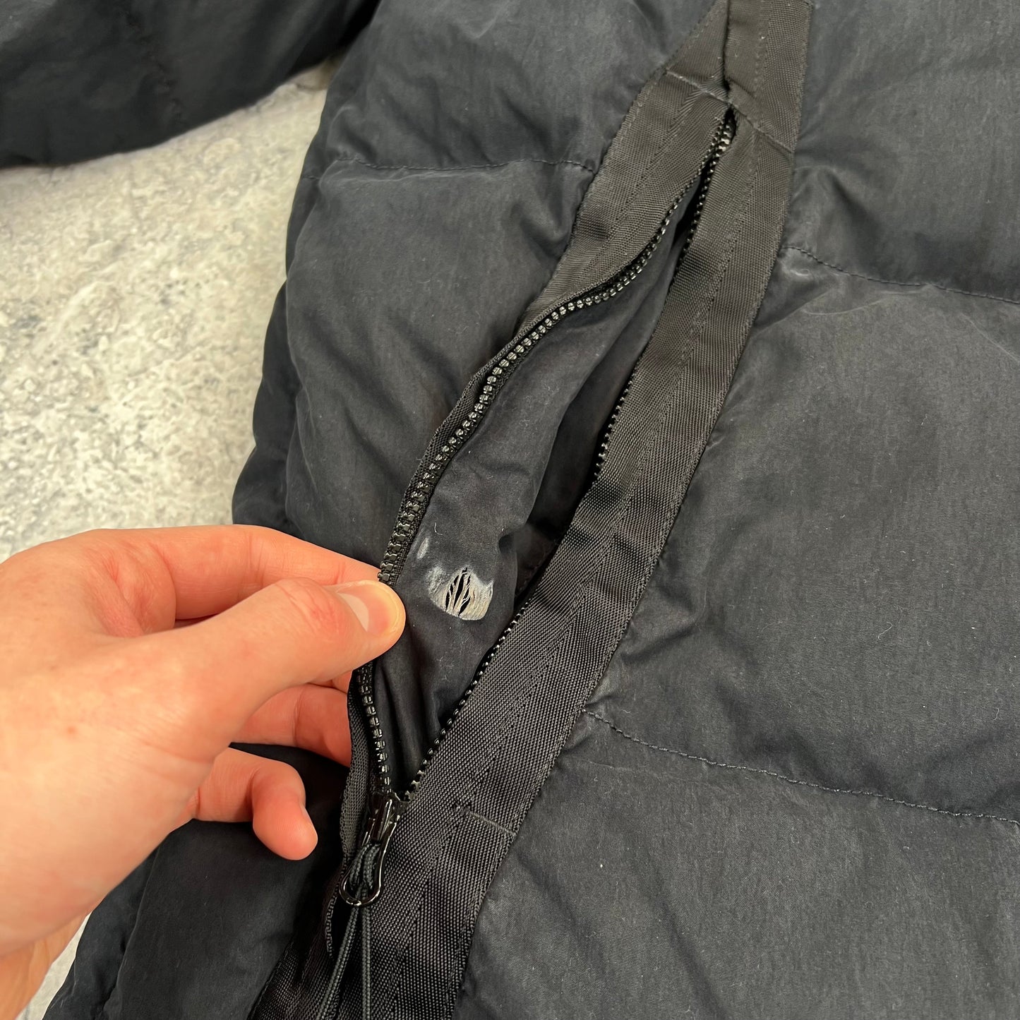 CP Company Navy 50 Fili Lens Down Jacket 48- Medium 23.5”