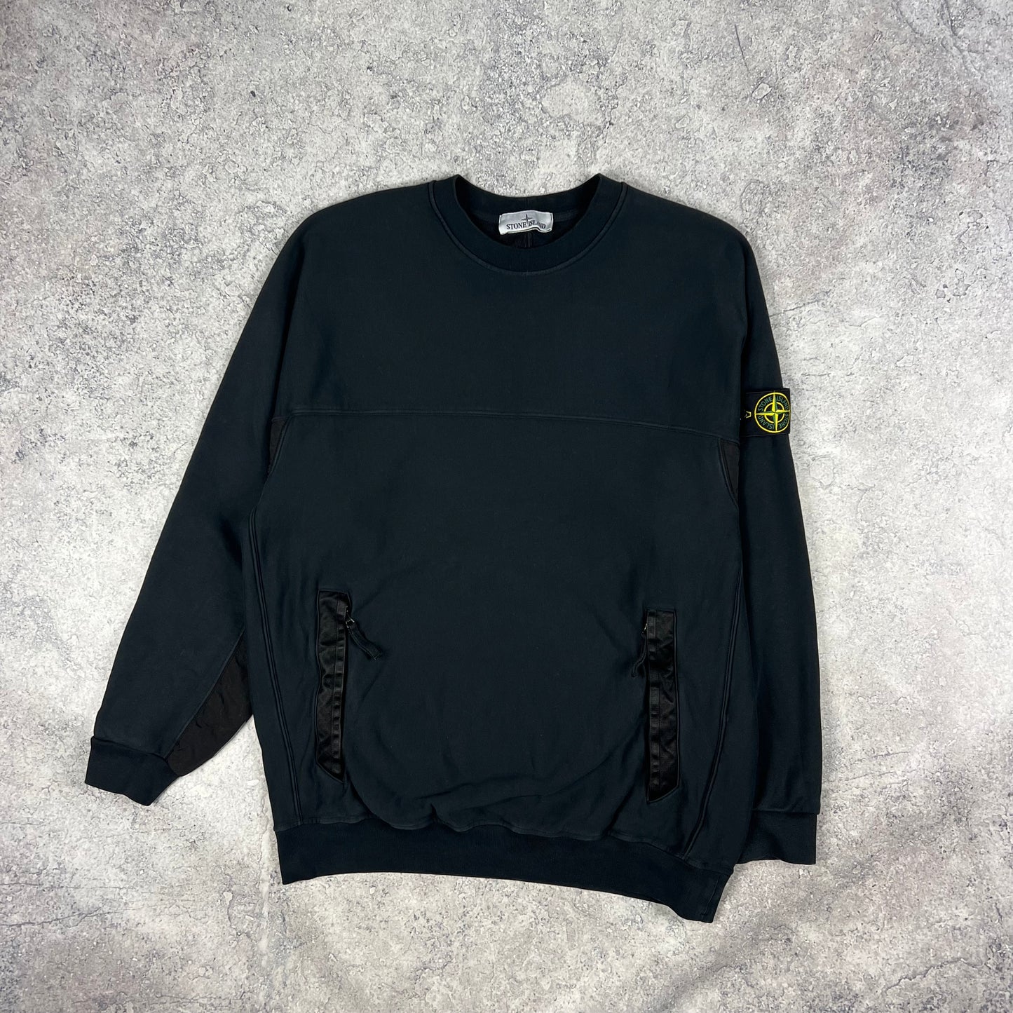 Stone Island Black Nylon Metal Sweatshirt XL 23.75”