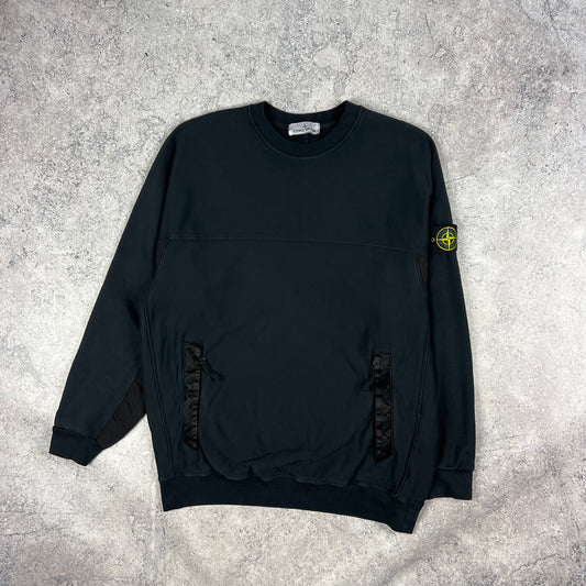 Stone Island Black Nylon Metal Sweatshirt XL 23.75”