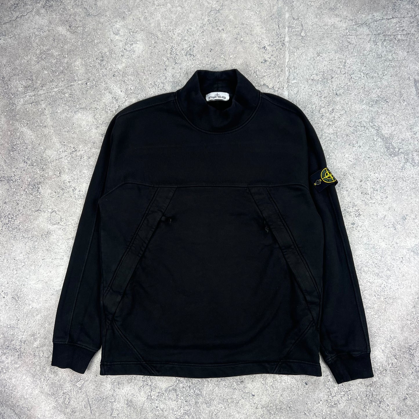 Stone Island Black Mock Neck Sweatshirt Large 23.5”