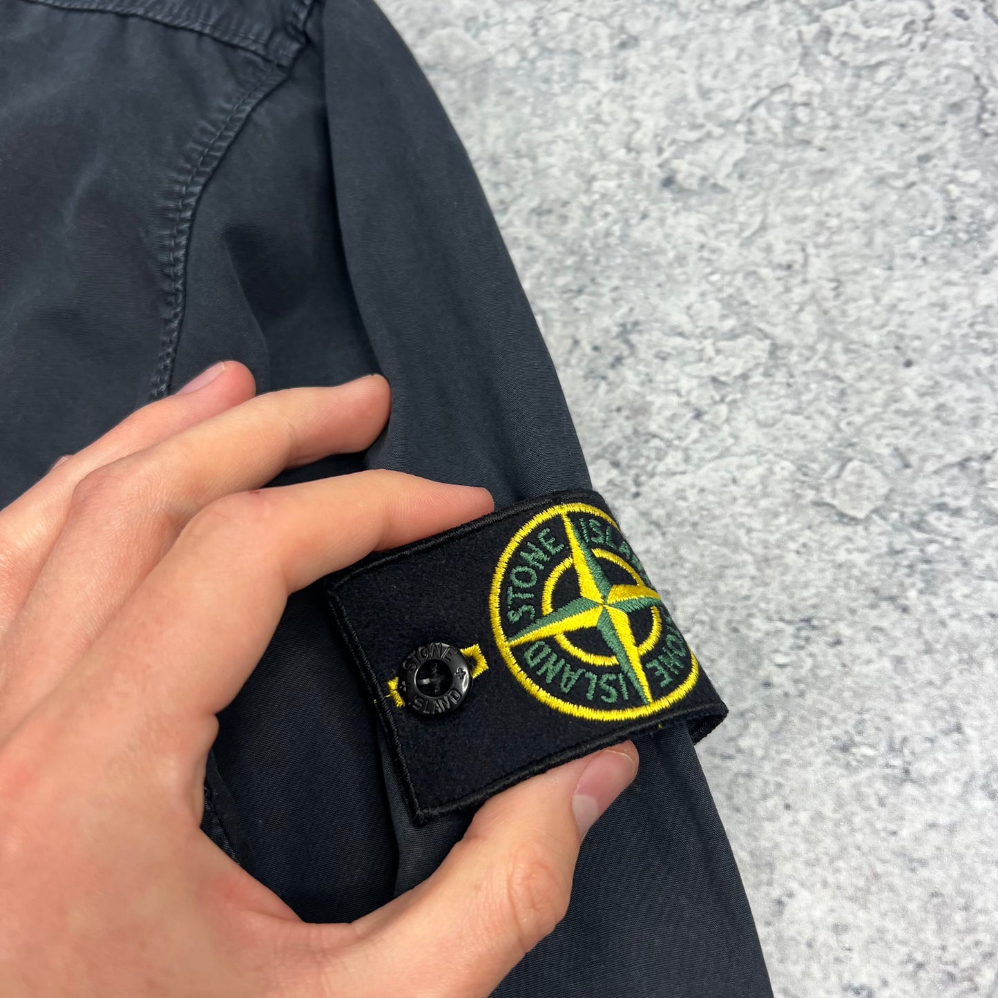 Stone Island Navy Garment Dyed Overshirt Medium 21.5”