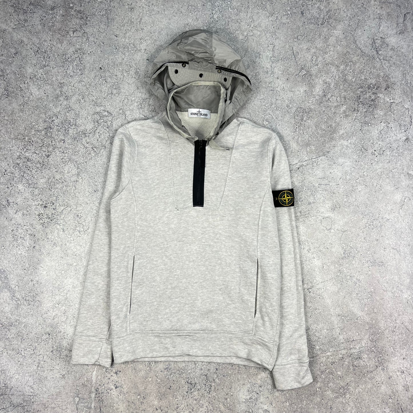 Stone Island Grey Nylon Metal Hoodie Small 19.25”