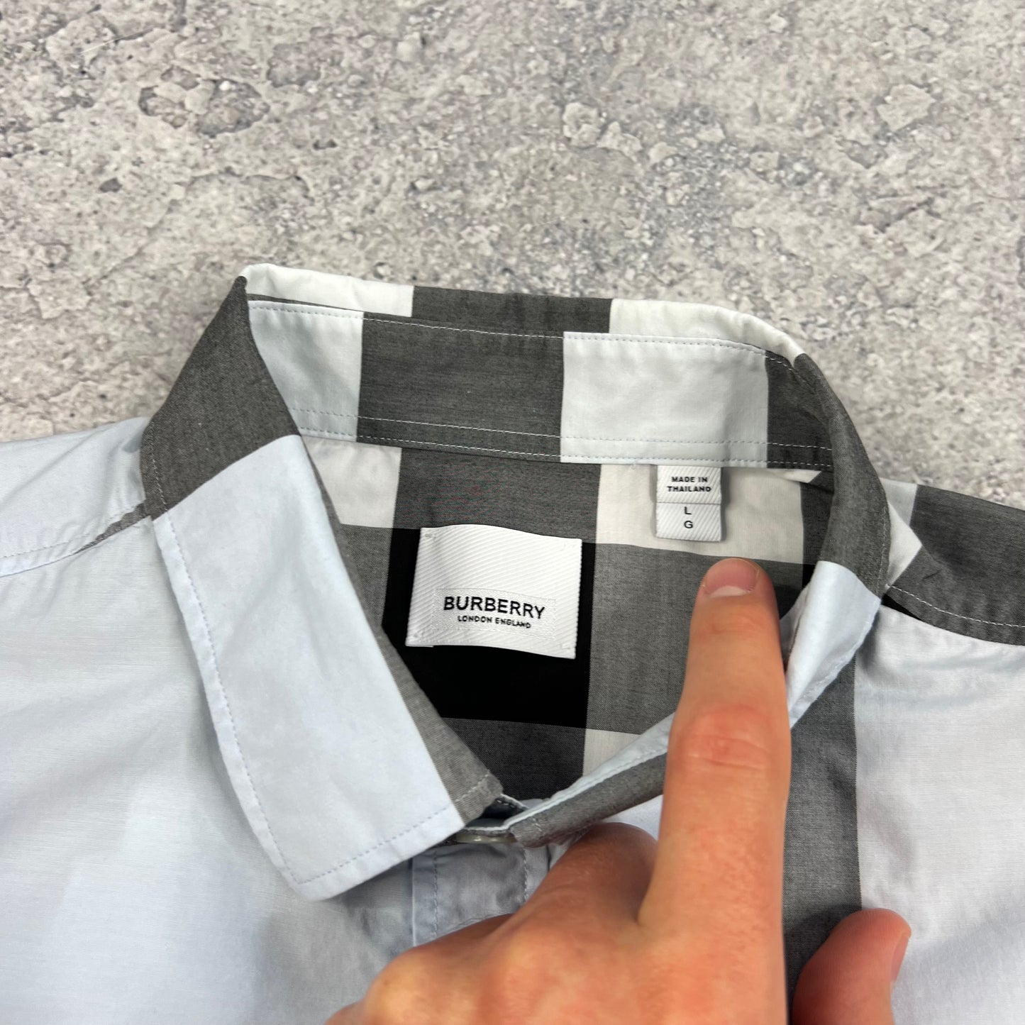 Burberry Light Blue Check Shirt Large 22.5”