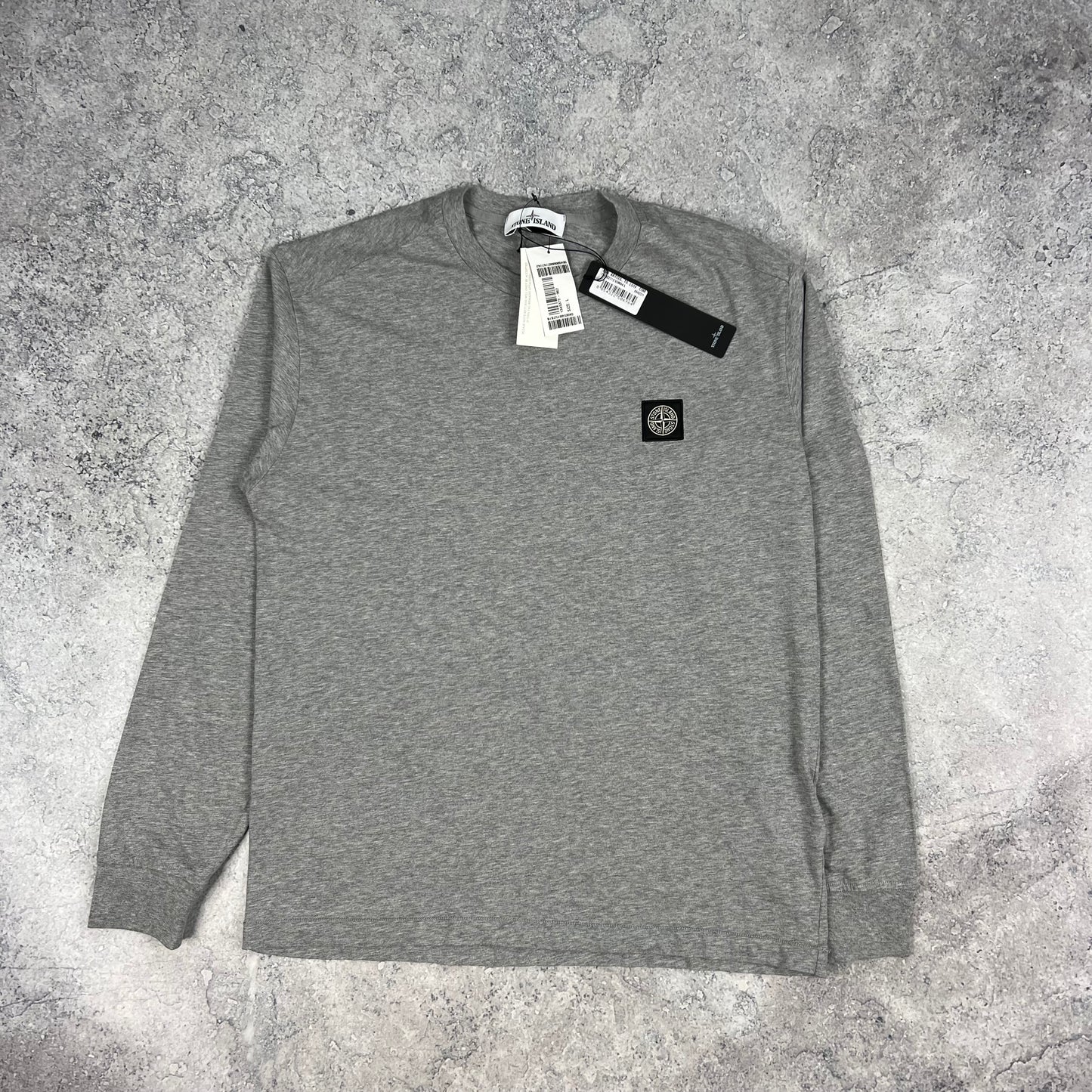 Stone Island Grey L/S Patch T-Shirt Large 21.5” BNWT