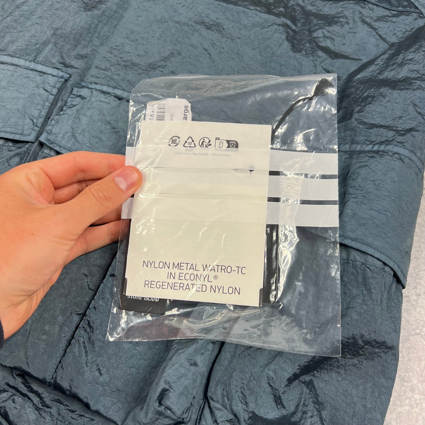 Stone Island Blue Nylon Metal Econyl Smock Large 24.75”