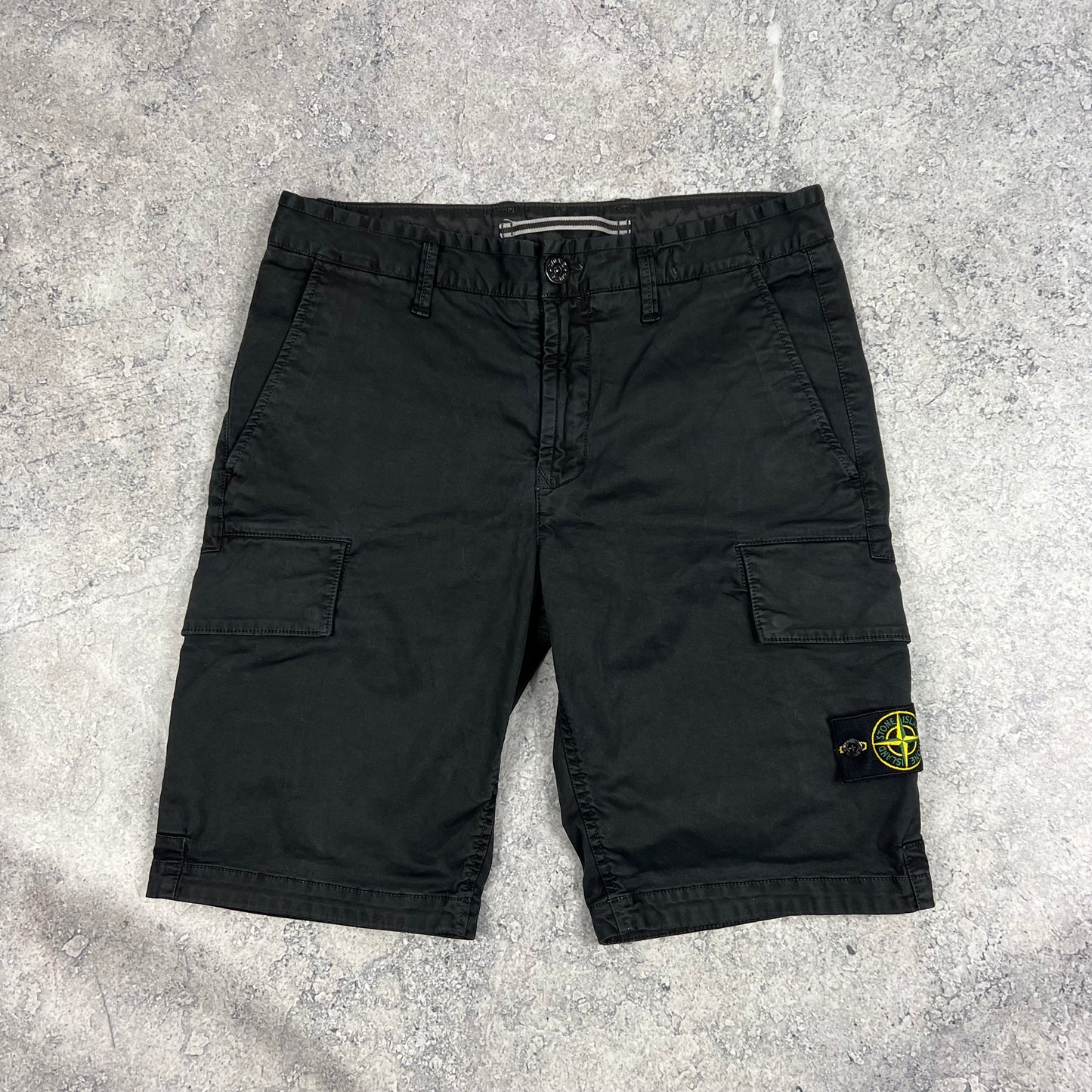 Stone Island Black Slim Cargo Shorts W30”