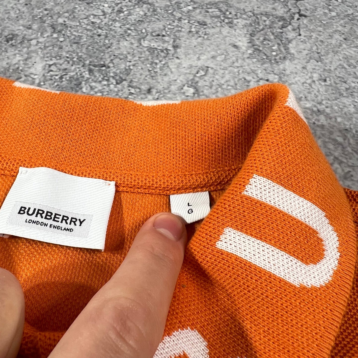 Burberry Orange Polo Shirt Large 22.25”
