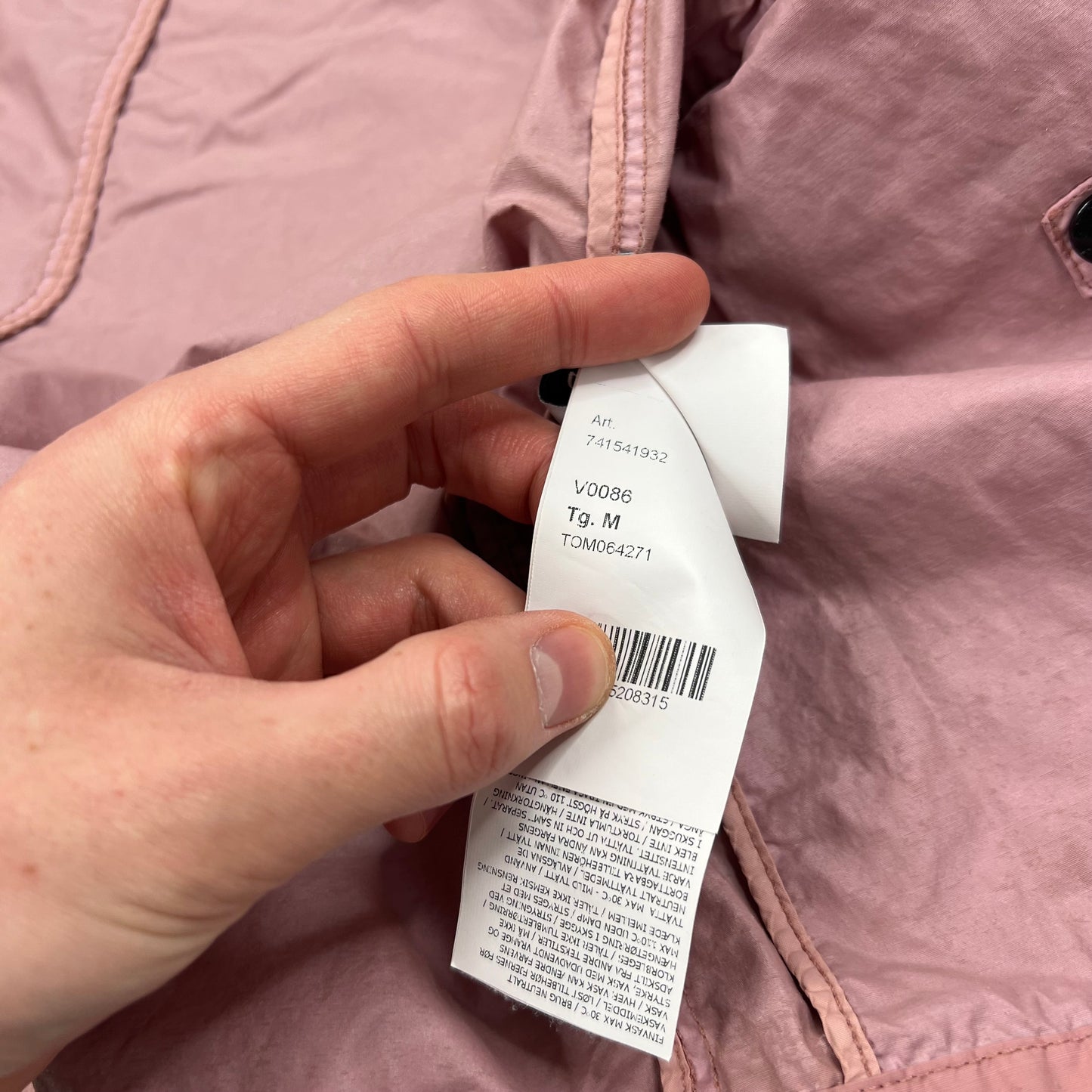 Stone Island Pink Naslan Light Watro Jacket Medium 21.25”