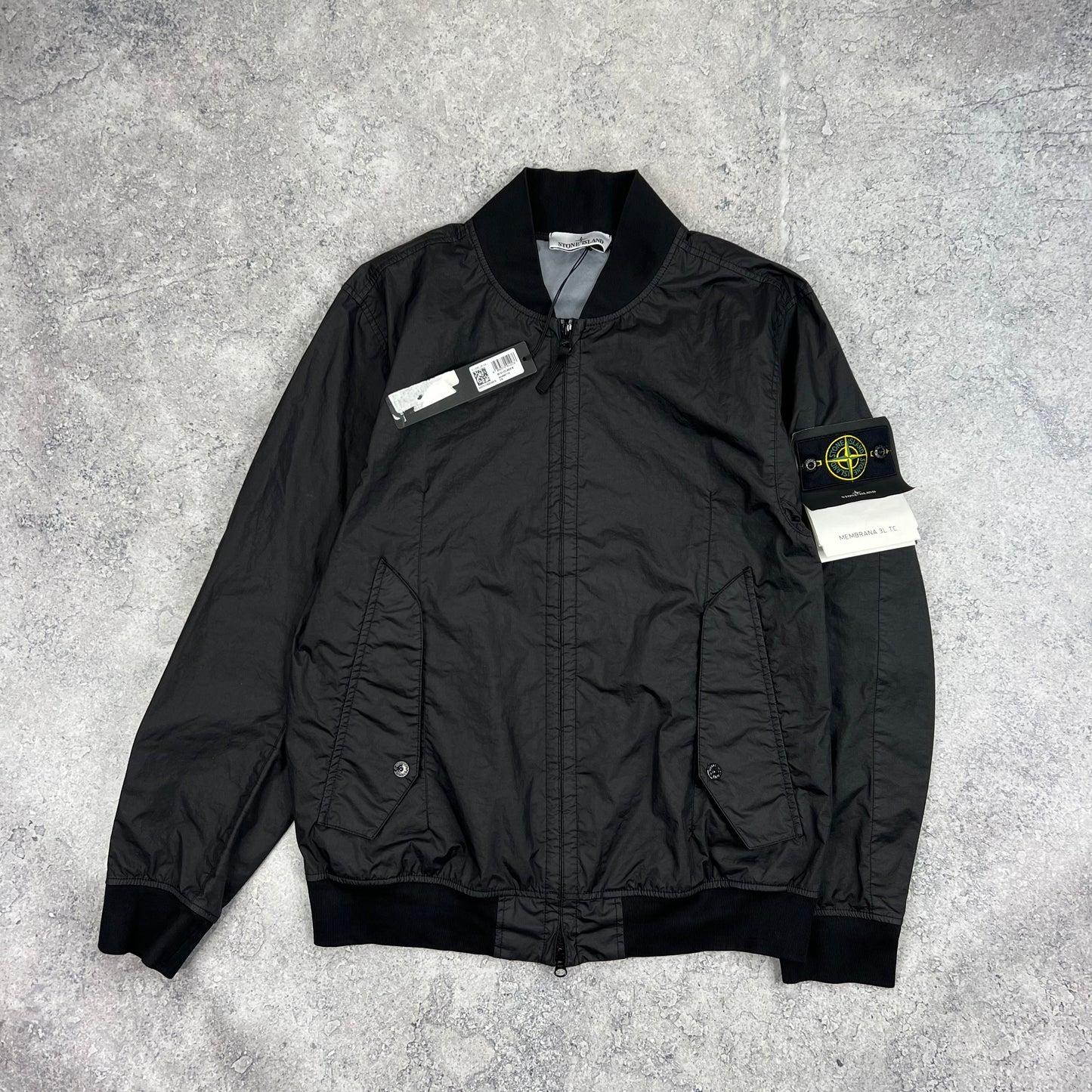 Stone Island Black Membrana Bomber Jacket Medium 22” BNWT