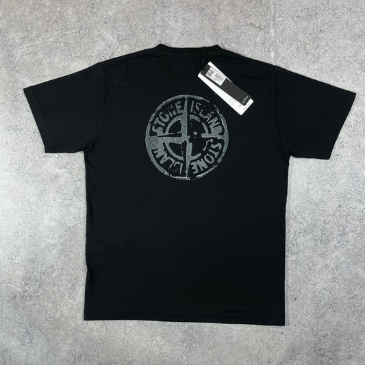 Stone Island Black ‘Hand Print’ Graphic T-Shirt Medium 20.25” BNWT