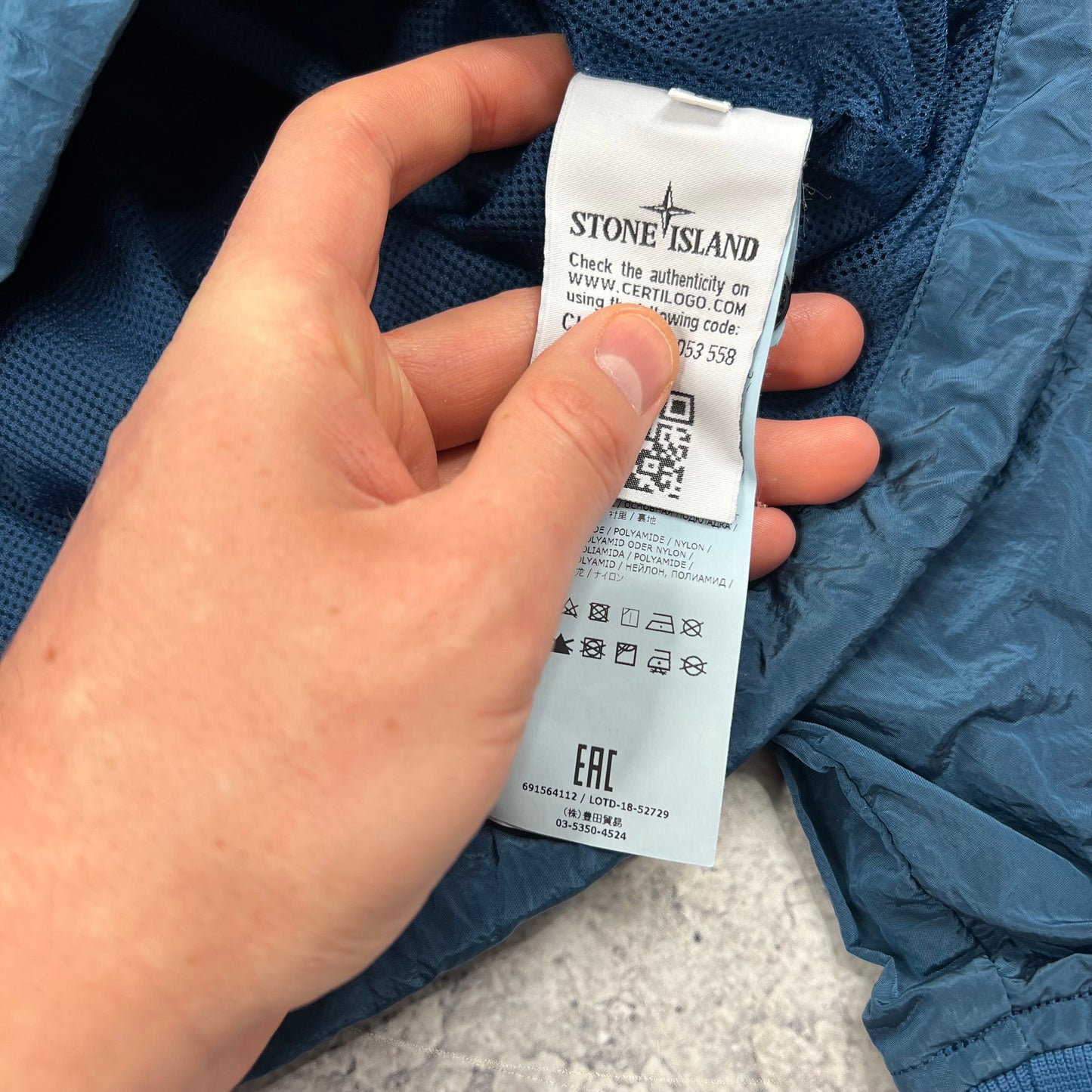 Stone Island Blue Nylon Metal Smock Large 23”