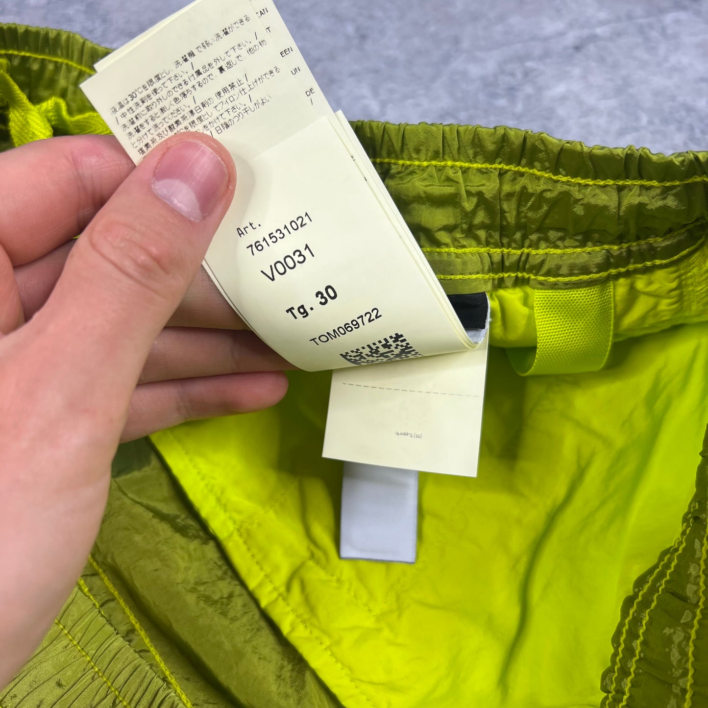 Stone Island Lime Nylon Metal Cargo Trousers W30”