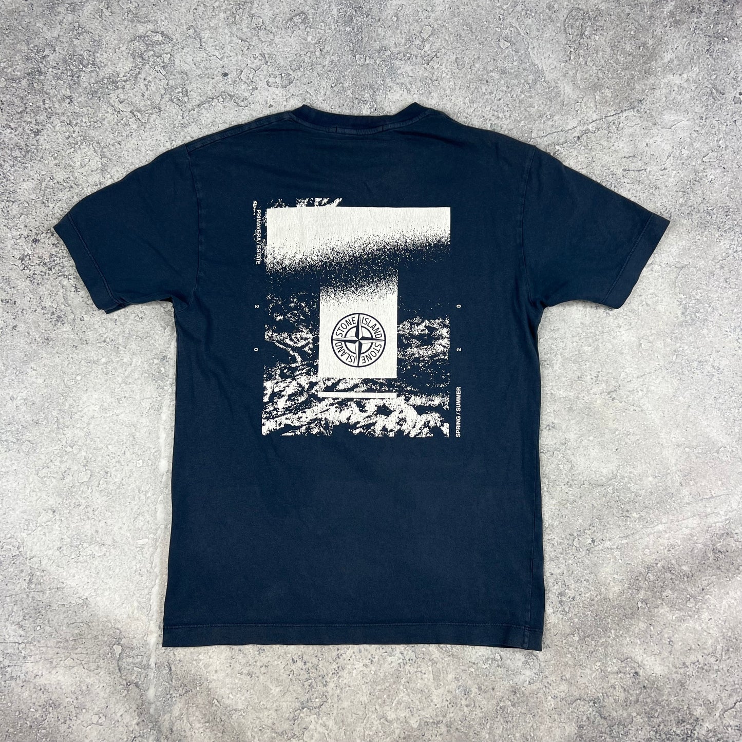 Stone Island Blue Logo T-Shirt Small 18.5”