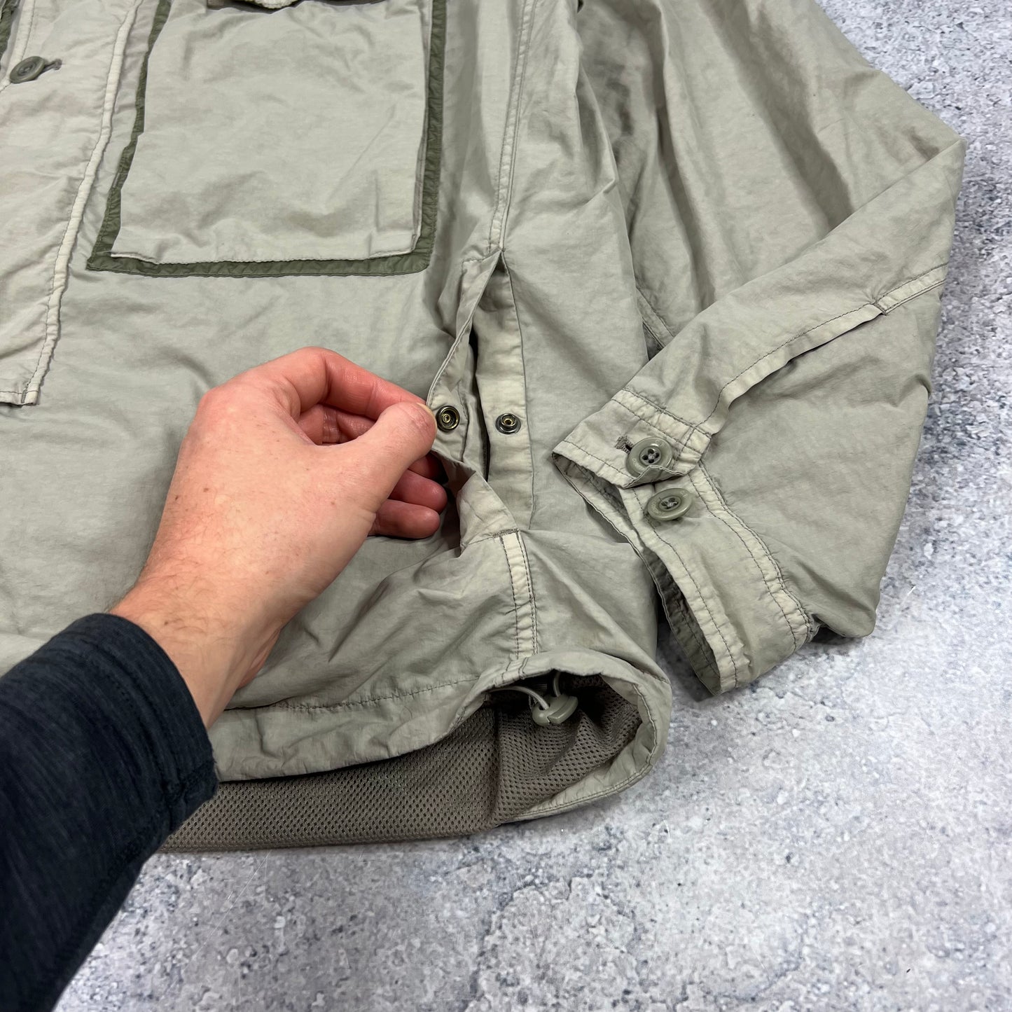 CP Company Beige Flatt Nylon Goggle Jacket XL 24”