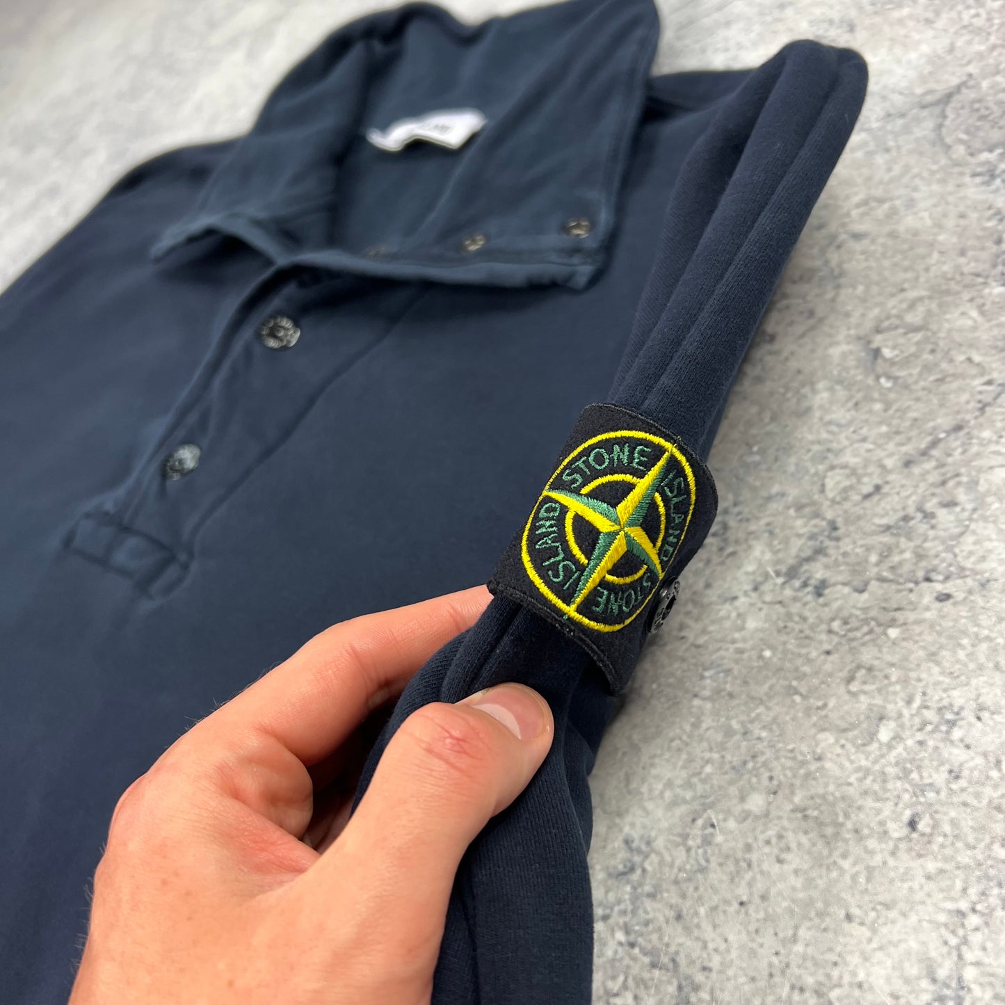 Stone Island Navy Quarter Zip Sweatshirt Large 23.5”