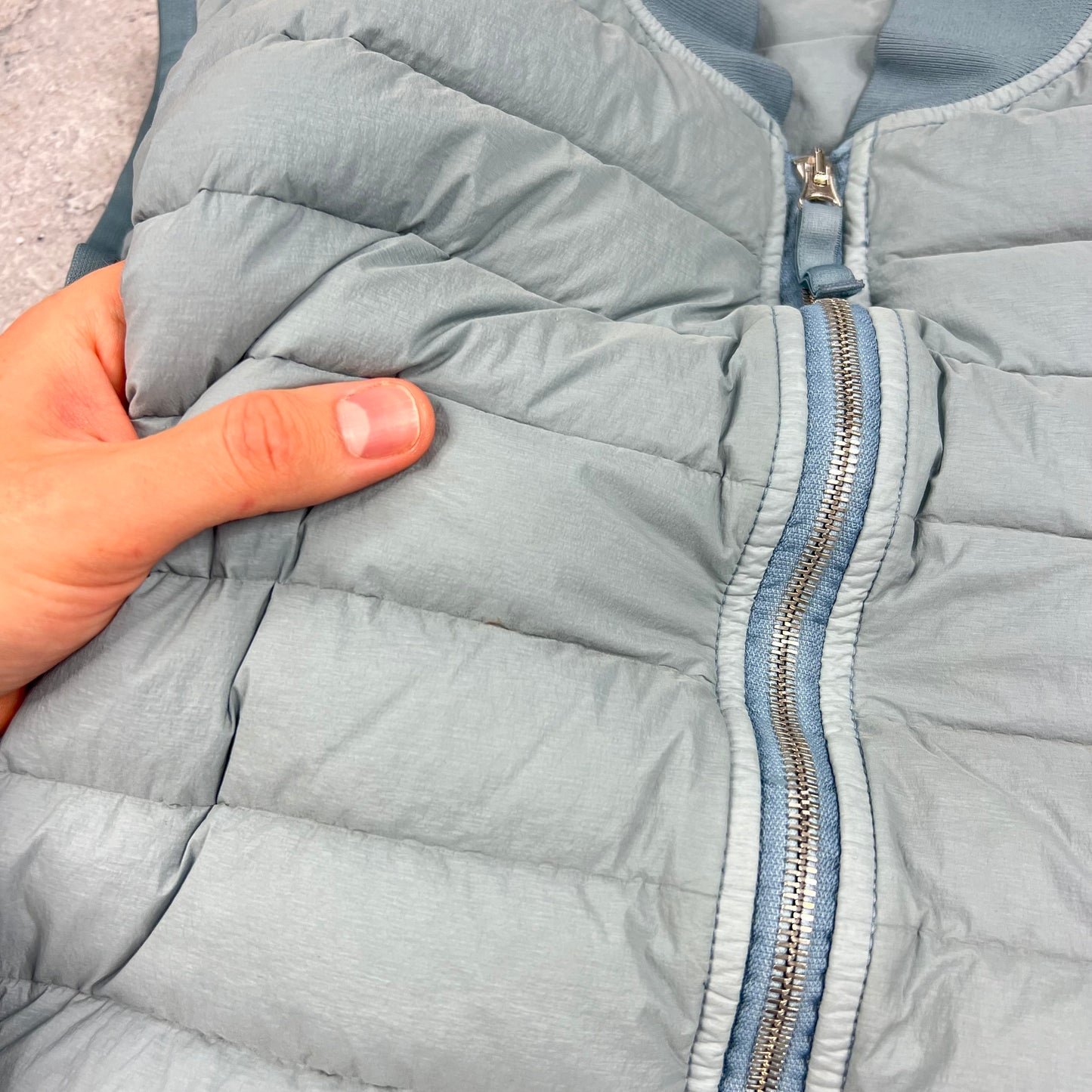 Stone Island Blue Loom Woven Down Gilet Medium 20.5”
