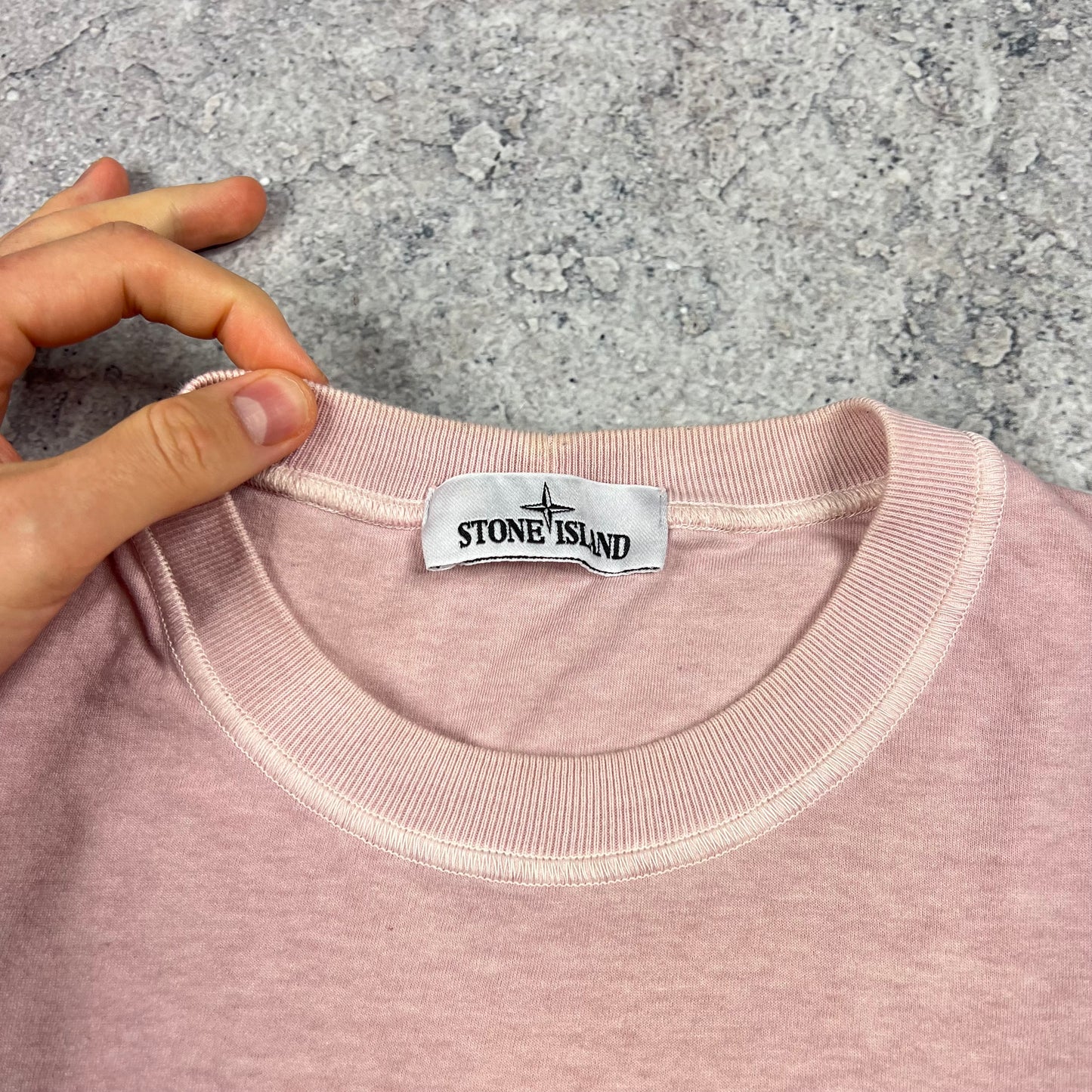 Stone Island Pink Garment Dyed Patch T-Shirt Medium 20.5”