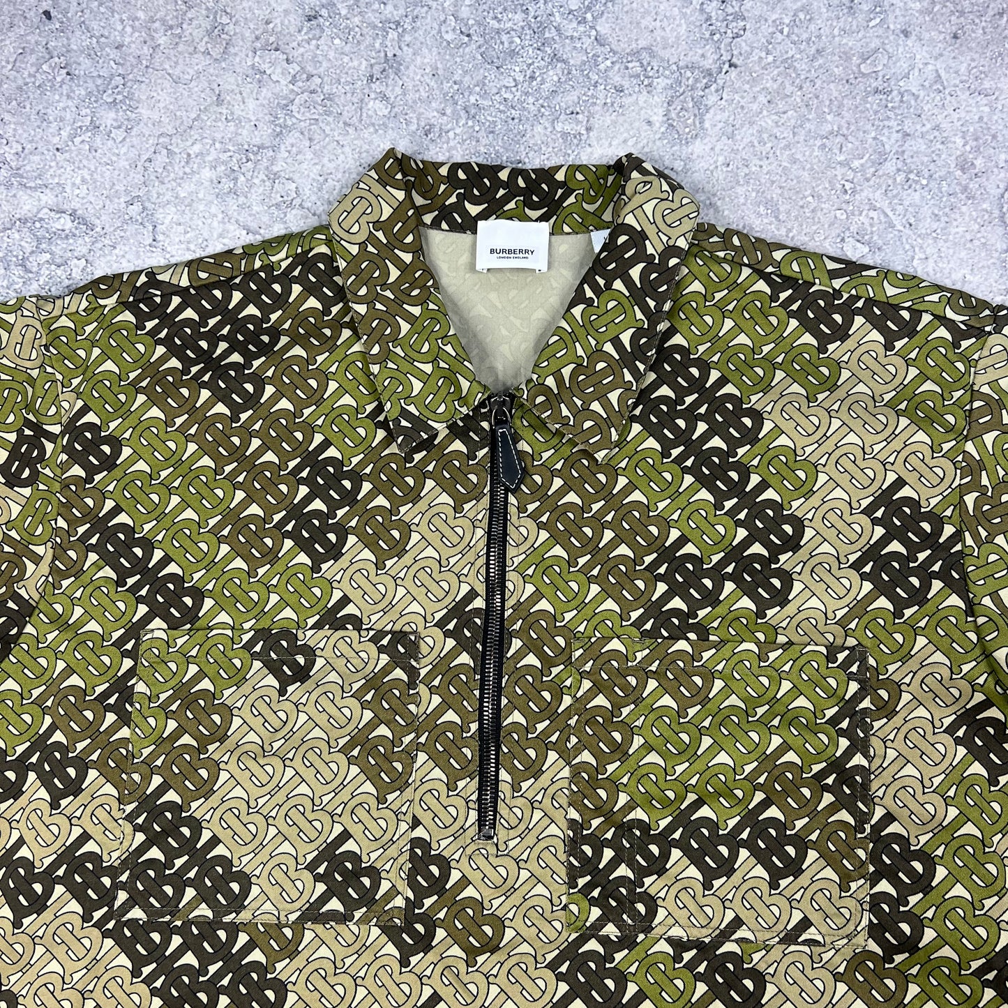 Burberry Monogram Q Zip Shirt Large 25”