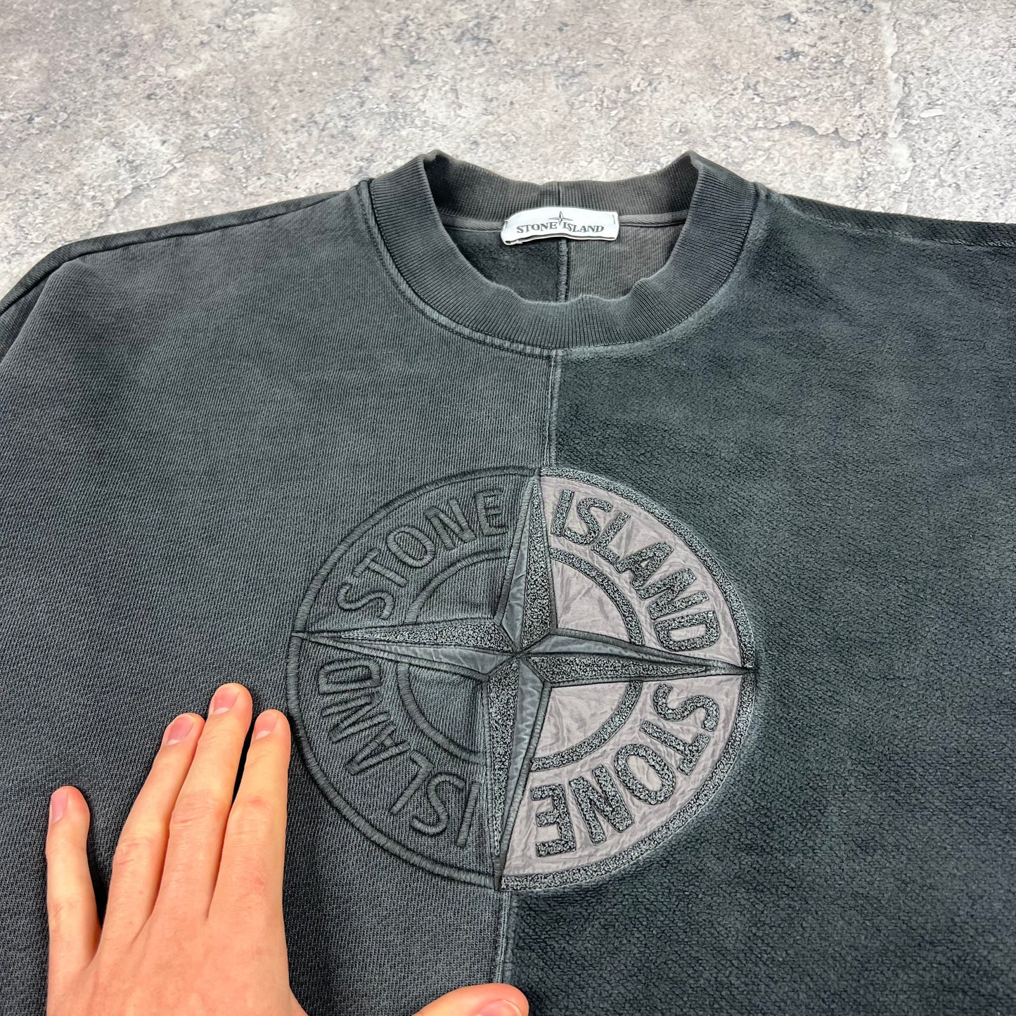 Stone Island Grey Old Dye Treatment Sweatshirt Large 25”