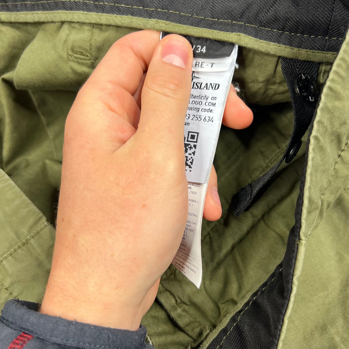 Stone Island Khaki Cargo Trousers W34”