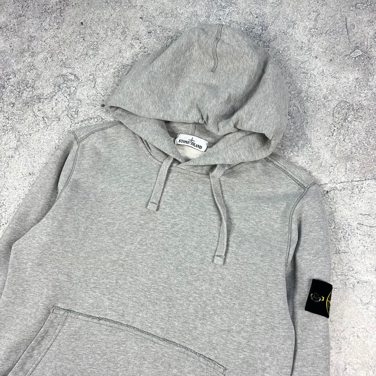 Stone Island Grey Pullover Hoodie Medium 21.25”
