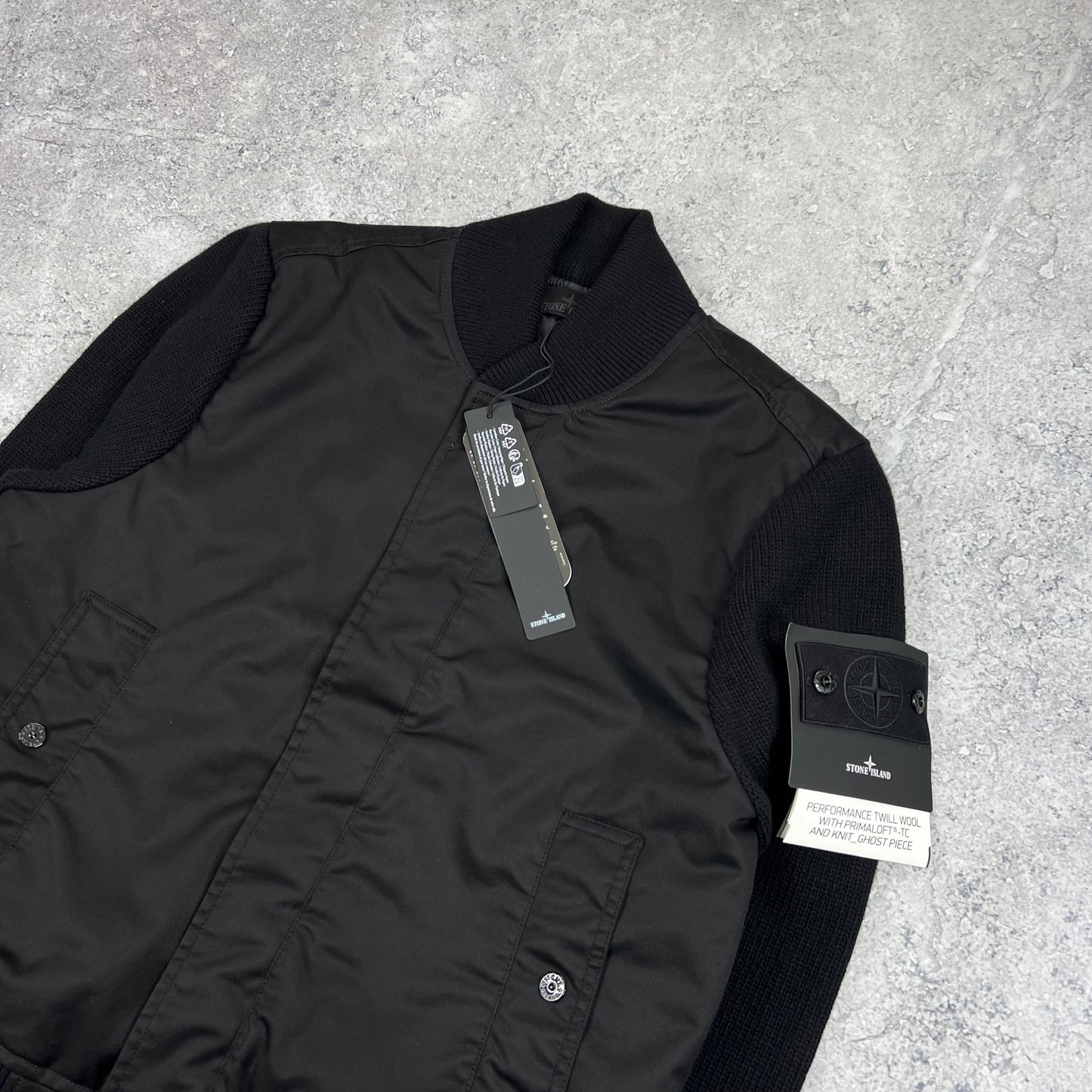 Stone Island Black Ghost Performance Twill Wool Primaloft Jacket Small 21.75” BNWT