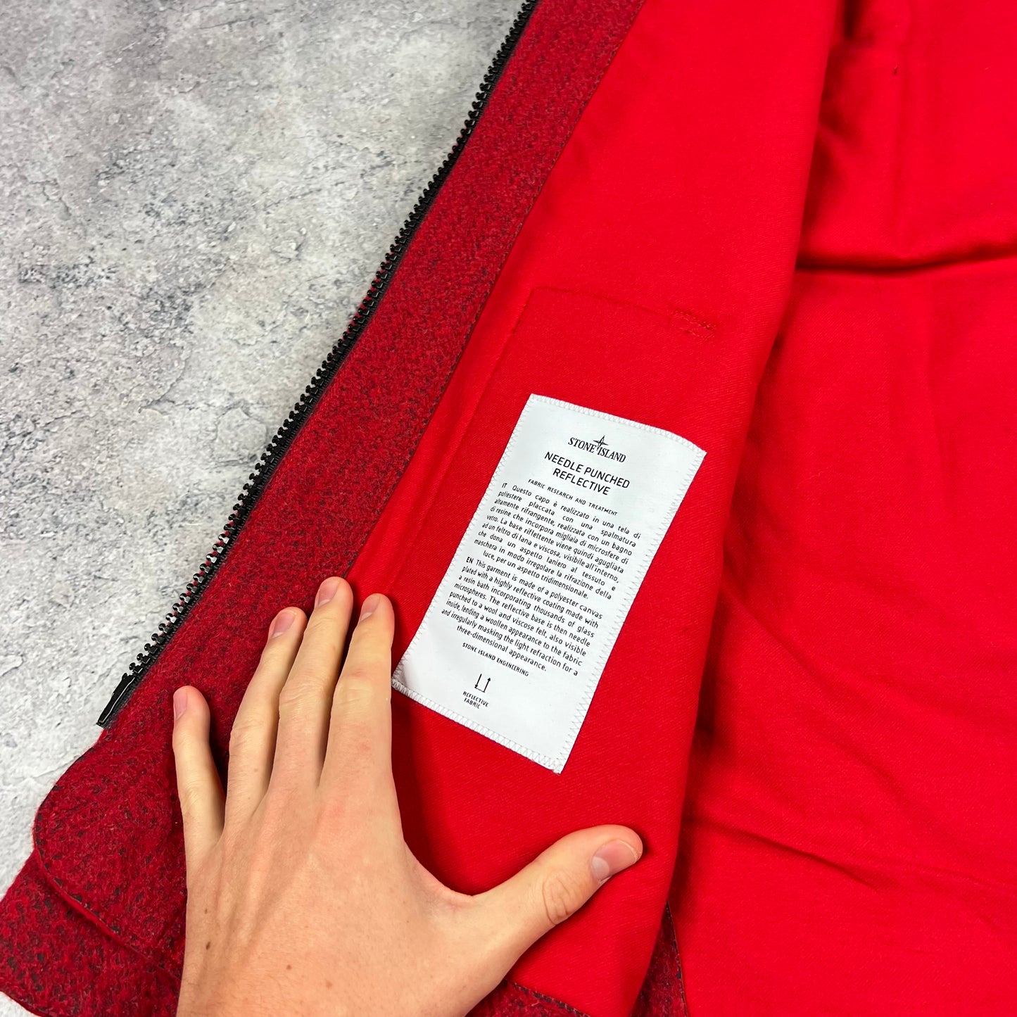 Stone Island Red Needle Punched Reflective Jacket XL 24.5” BNWT