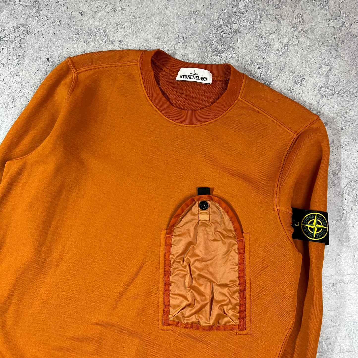Stone Island Orange Lamy Flock Sweatshirt Small 21.75”