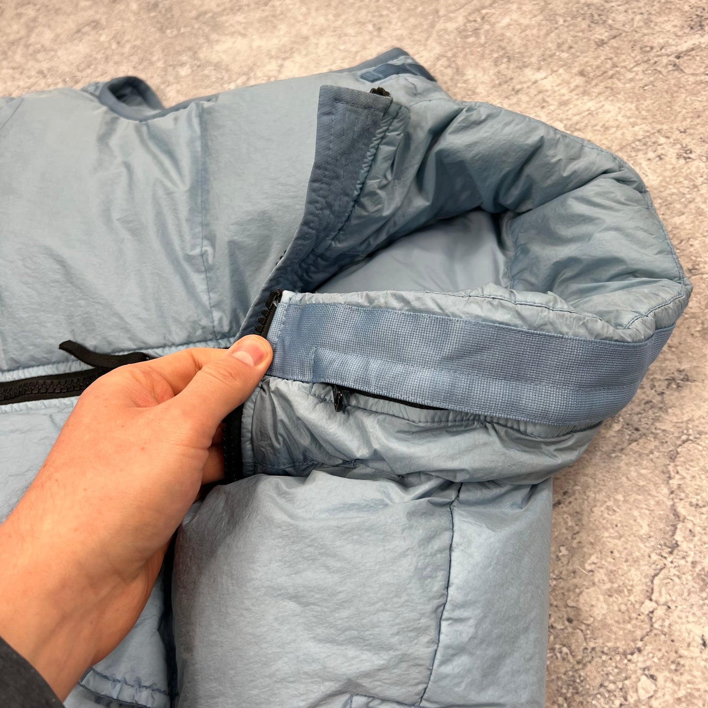 Stone Island Blue Crinkle Reps Down Gilet Large 23.5”