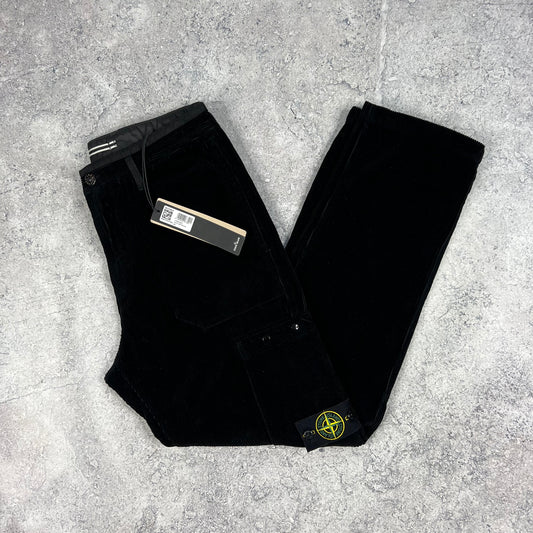 Stone Island Black Corduroy Cargo Trousers W31-32” BNWT