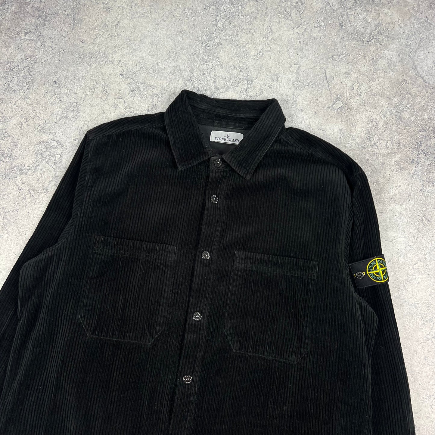 Stone Island Black Corduroy Shirt XXL 25.5”