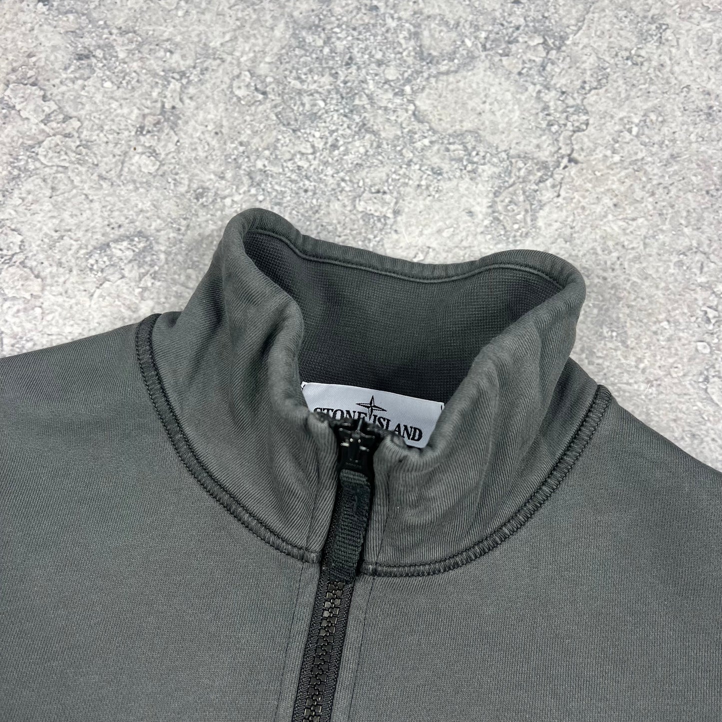 Stone Island Dark Grey Quarter Zip Sweatshirt Small 20.5”