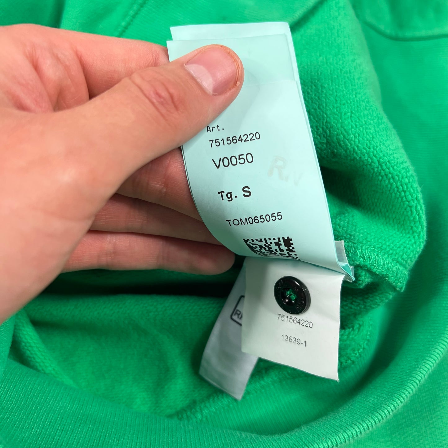 Stone Island Green Full Zip Hoodie Small 21”